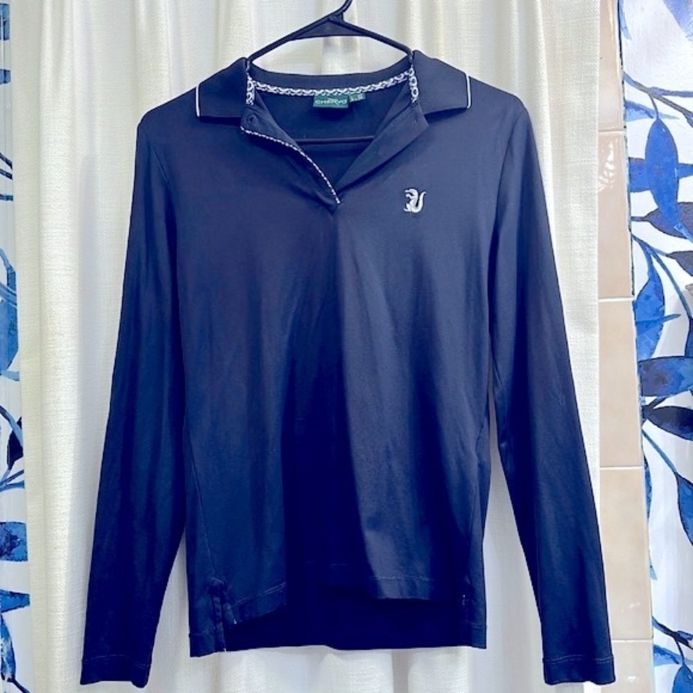 NWOT Women’s Chervo Blue Long Sleeve Polyester & Spandex Athletic Golf Shirt